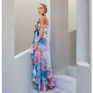 SukiSo Women's High To Low Tie Dye Dress In Rainbow Snakeskin KD2 Rainbow Small